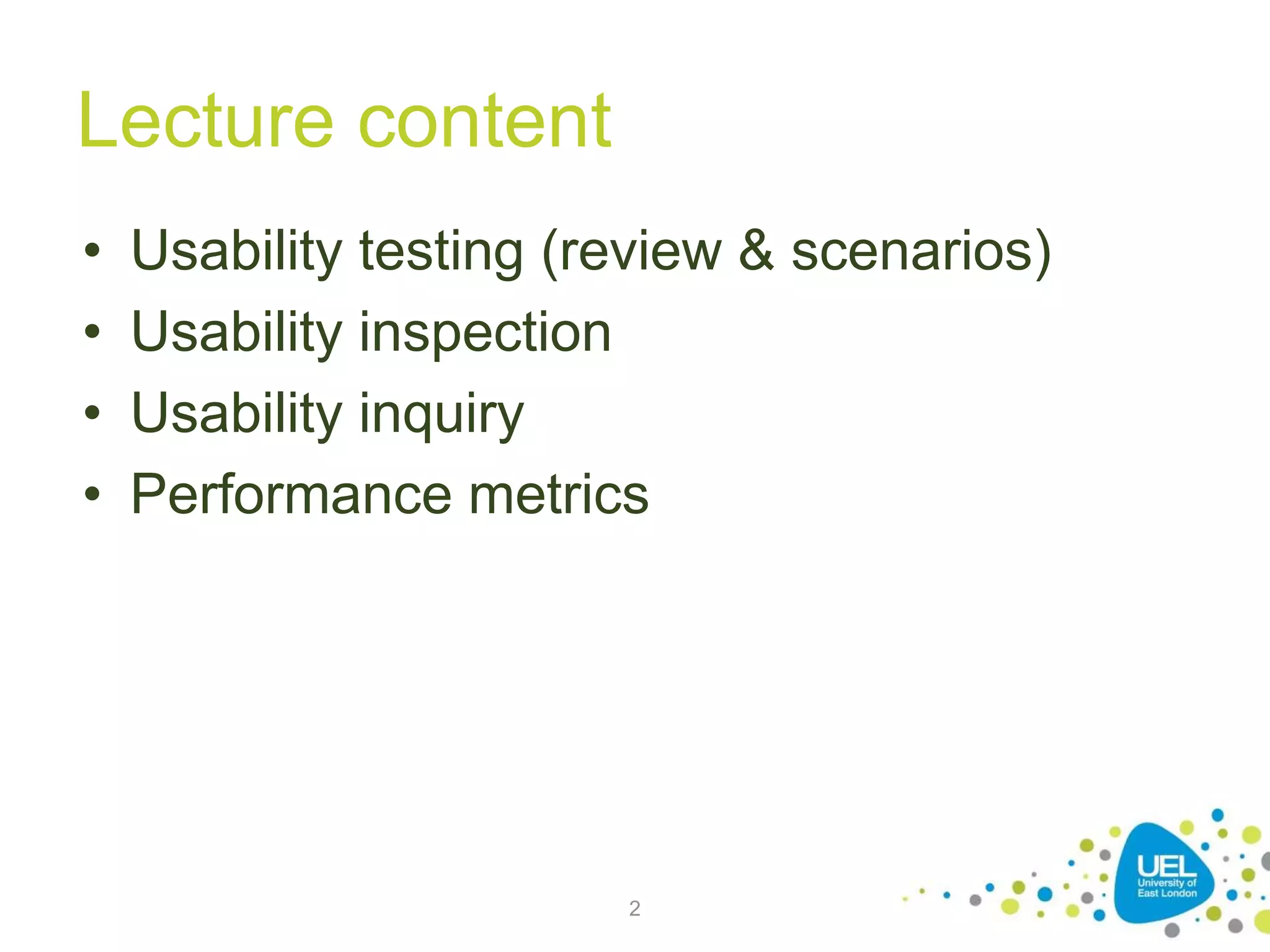 Usability evaluation methods (part 2) and performance metrics | PPT