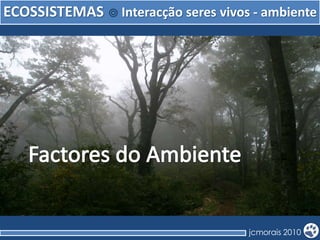 ECOSSISTEMAS   Interacção seres vivos - ambiente




                                    jcmorais 2010
 