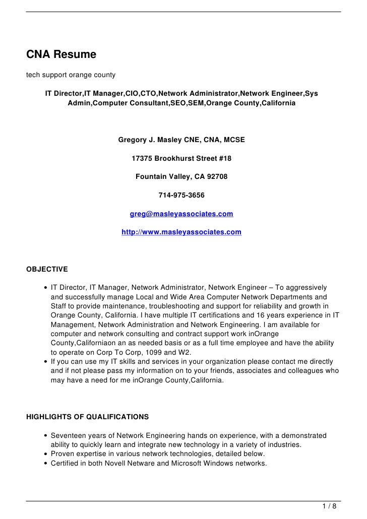 cna resume sample with experience