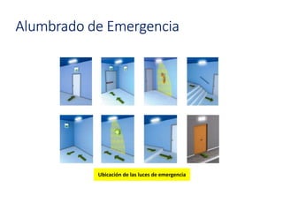 Alumbrado de Emergencia
Ubicación de las luces de emergencia
 