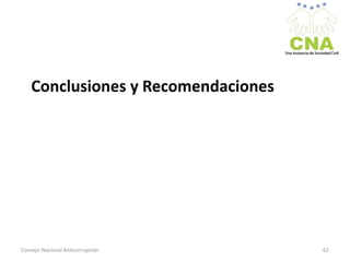 Conclusiones y Recomendaciones
Consejo Nacional Anticorrupción 62
 