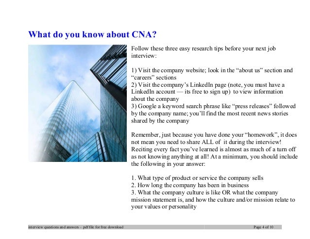 cna interview questions and answers