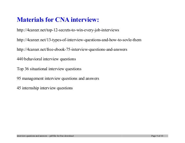 Cna interview questions and answers