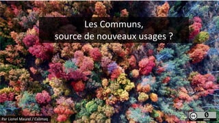 Les Communs,
source de nouveaux usages ?
Par Lionel Maurel / Calimaq
 
