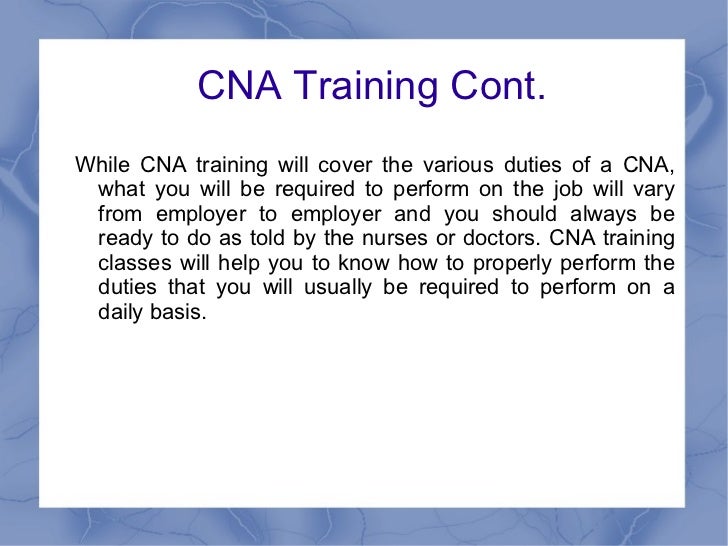 CNA Training And The Job Responsibilities of A CNA