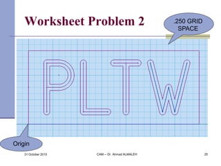 Worksheet Problem 2
Origin
.250 GRID
SPACE
31 October 2015 CAM -- Dr. Ahmad ALMALEH 25
 