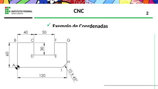 CNC
 Exemplo de Coordenadas
2
 