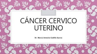CÁNCER CERVICO
UTERINO
Dr. Marco Antonio Cedillo Garcia
 