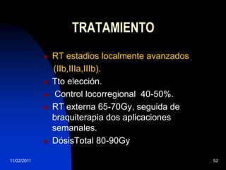 25/11/200938CLASIFICACIÓN DE LA FIGOESTADIO IICarcinoma extendido fuera del cervix sin llegar a la pared pélvica, ni al tercio inferior de la vagina.2/3 sup.vaginaParametrios