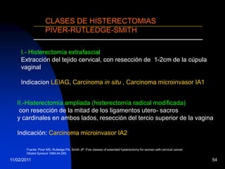 25/11/200940CLASIFICACIÓN DE LA FIGOESTADIO IIICarcinomaextendido hasta la pared pélvica o al 1/3 inferior de vagina.Si existe hidronefrosis o riñón no funcional, debe incluirse en este estadio.1/3 infvaginaPared pélvicariñon