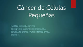 Cáncer de Células
Pequeñas
MATERIA: PATOLOGÍA ESPECIAL
DOCENTE: DR. GUSTAVO ROBERTO GUARDIA
ESTUDIANTE: GABRIEL MAURICIO TORREZ GARCIA
GRUPO: 1L
 