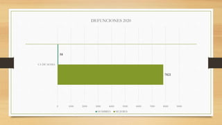 7821
58
0 1000 2000 3000 4000 5000 6000 7000 8000 9000
CA DE MAMA
DEFUNCIONES 2020
HOMBRES MUJERES
 