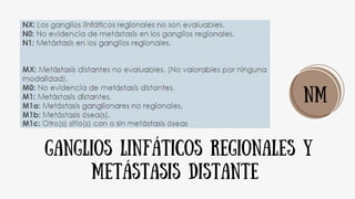 Ganglios linfáticos regionales y
metástasis distante
nm
 