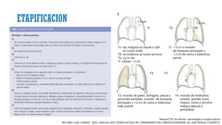 ETAPIFICACION
Manual CTO. 6a edición. neumología y cirugía torácica
REV. MED. CLIN. CONDES - 2013; 24(4) 611-625. ESTADO ACTUAL DEL TRATAMIENTO DEL CÁNCER PULMONAR. DR. JOSÉ MIGUEL CLAVERO R.
 