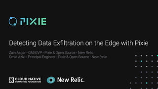 Detecting Data Exﬁltration on the Edge with Pixie
Zain Asgar - GM/GVP - Pixie & Open Source - New Relic
Omid Azizi - Principal Engineer - Pixie & Open Source - New Relic
 