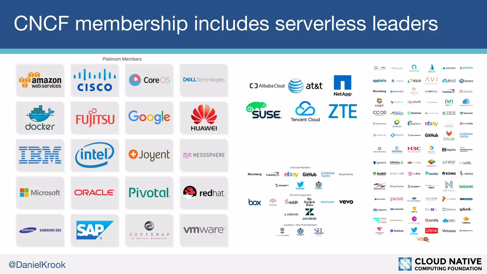 @DanielKrook
CNCF membership includes serverless leaders
 