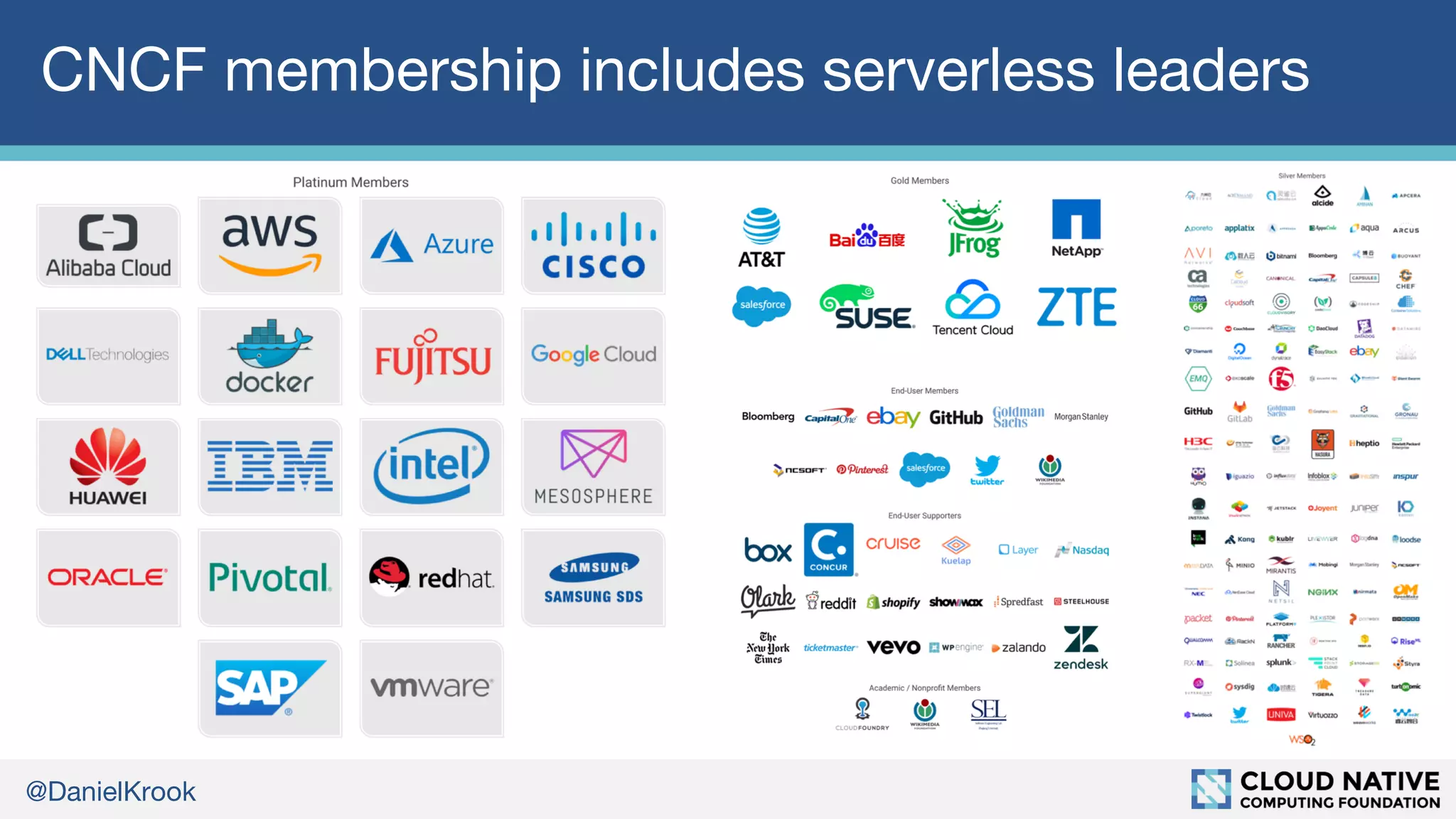 @DanielKrook
CNCF membership includes serverless leaders
 