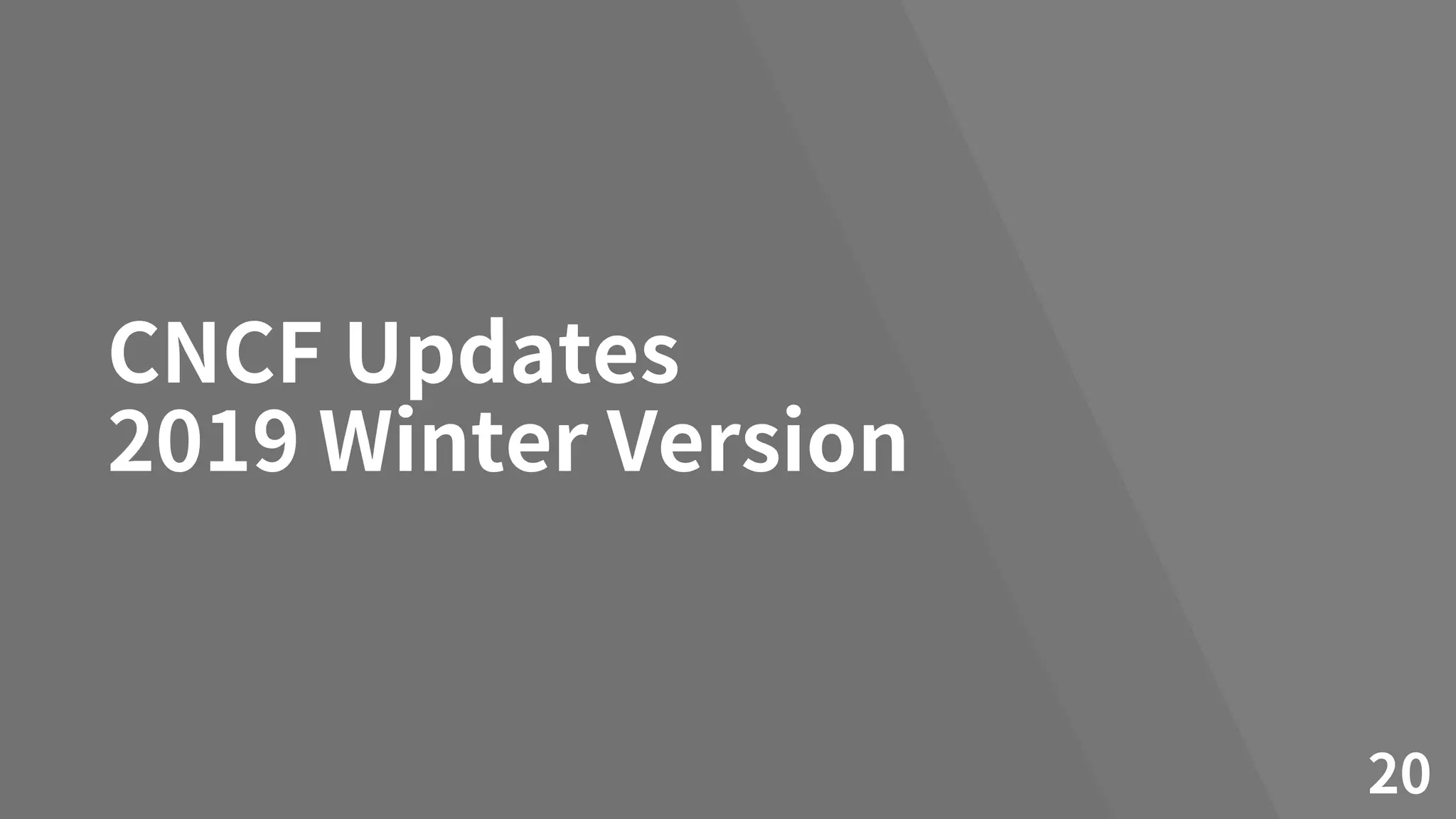 CNCF Updates
2019 Winter Version
20
 
