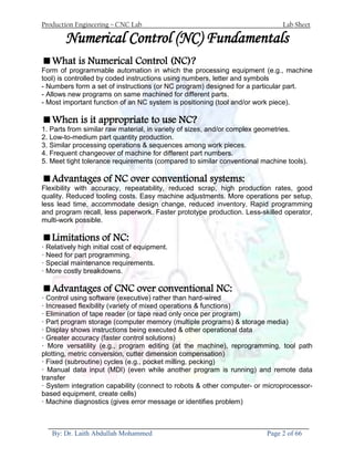 Cnc lab sheet | PDF