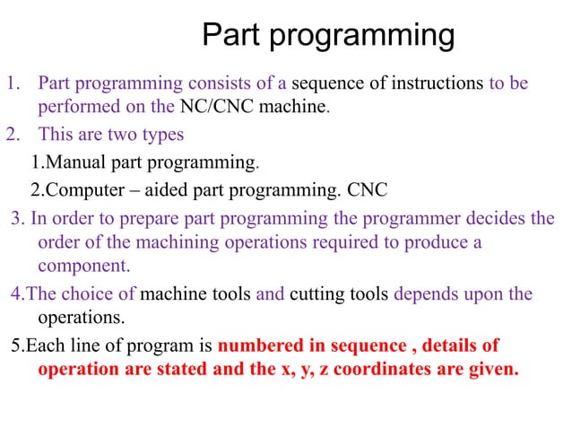CNC part programming
