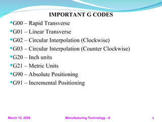 CNC Programming.ppt Basic codes & Explanation | PPT