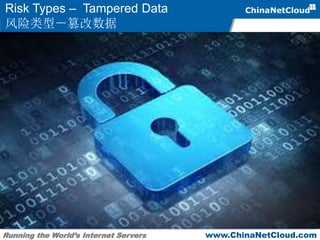 Running the World’s Internet Servers www.ChinaNetCloud.com
Risk Types – Tampered Data
风险类型－篡改数据
 