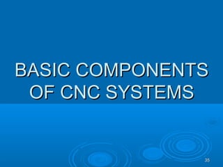 3535
BASIC COMPONENTSBASIC COMPONENTS
OF CNC SYSTEMSOF CNC SYSTEMS
 
