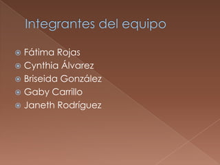 Fátima Rojas
 Cynthia Álvarez
 Briseida González
 Gaby Carrillo
 Janeth Rodríguez


 