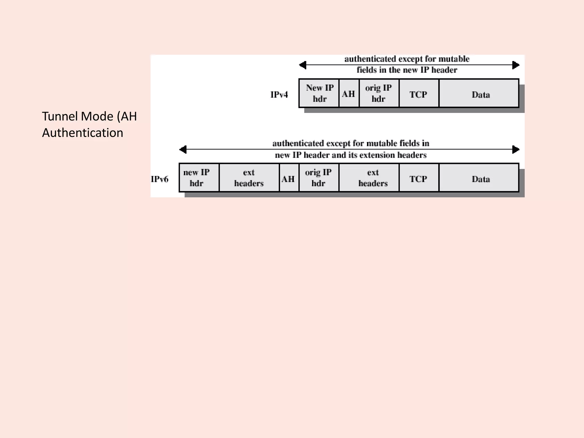 Tunnel Mode (AH
Authentication
 