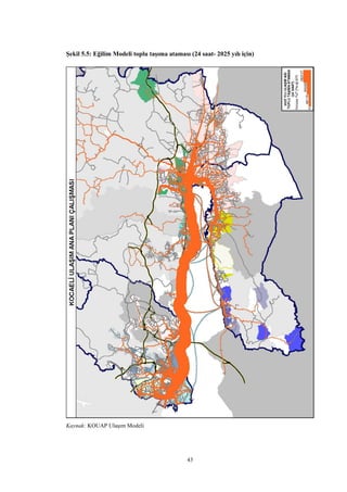 43
Şekil 5.5: Eğilim Modeli toplu taşıma ataması (24 saat- 2025 yılı için)
Kaynak: KOUAP Ulaşım Modeli
 