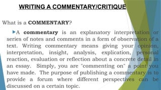 Commentry Writing CNF- Lesson 11. Pptx