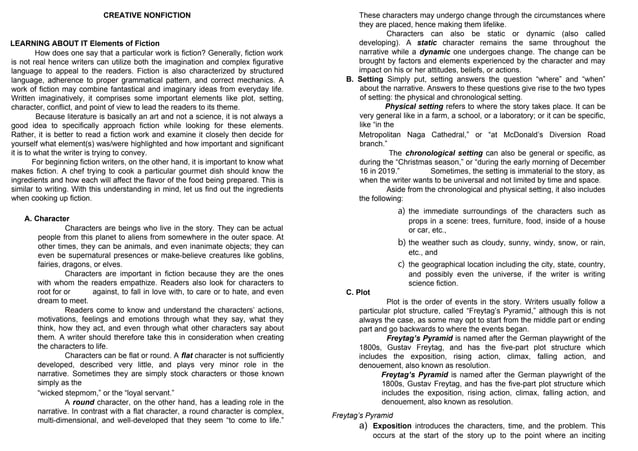 Creative Nonfiction Learning Activity Sheet Ppt