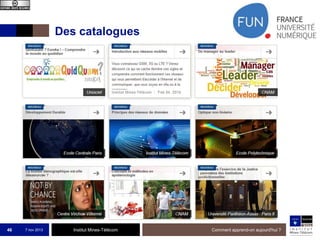 Des catalogues

46

7 nov 2013

Institut Mines-Télécom

Comment apprend-on aujourd'hui ?

 