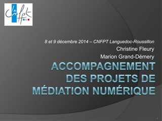 8 et 9 décembre 2014 – CNFPT Languedoc-Roussillon 
Christine Fleury 
Marion Grand-Démery 
1 
 