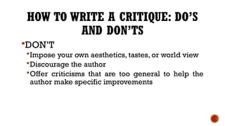 Creative Nonfiction - Peer Critique Module | PPTX