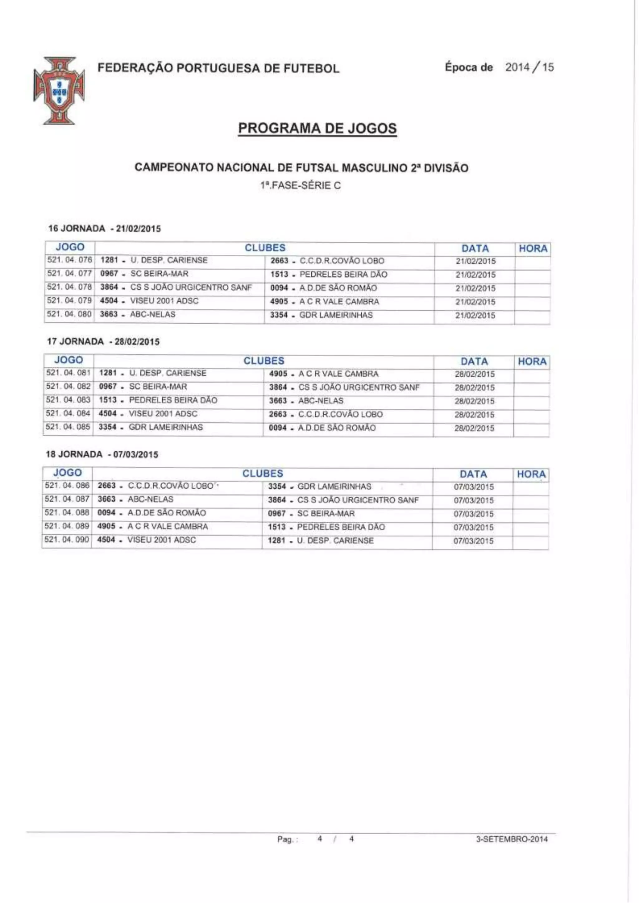 Cn futsal 2 div sorteio