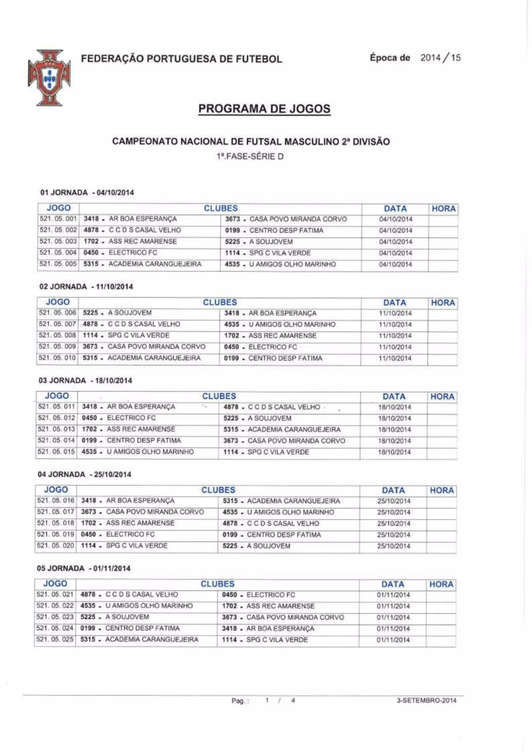 Cn futsal 2 div sorteio