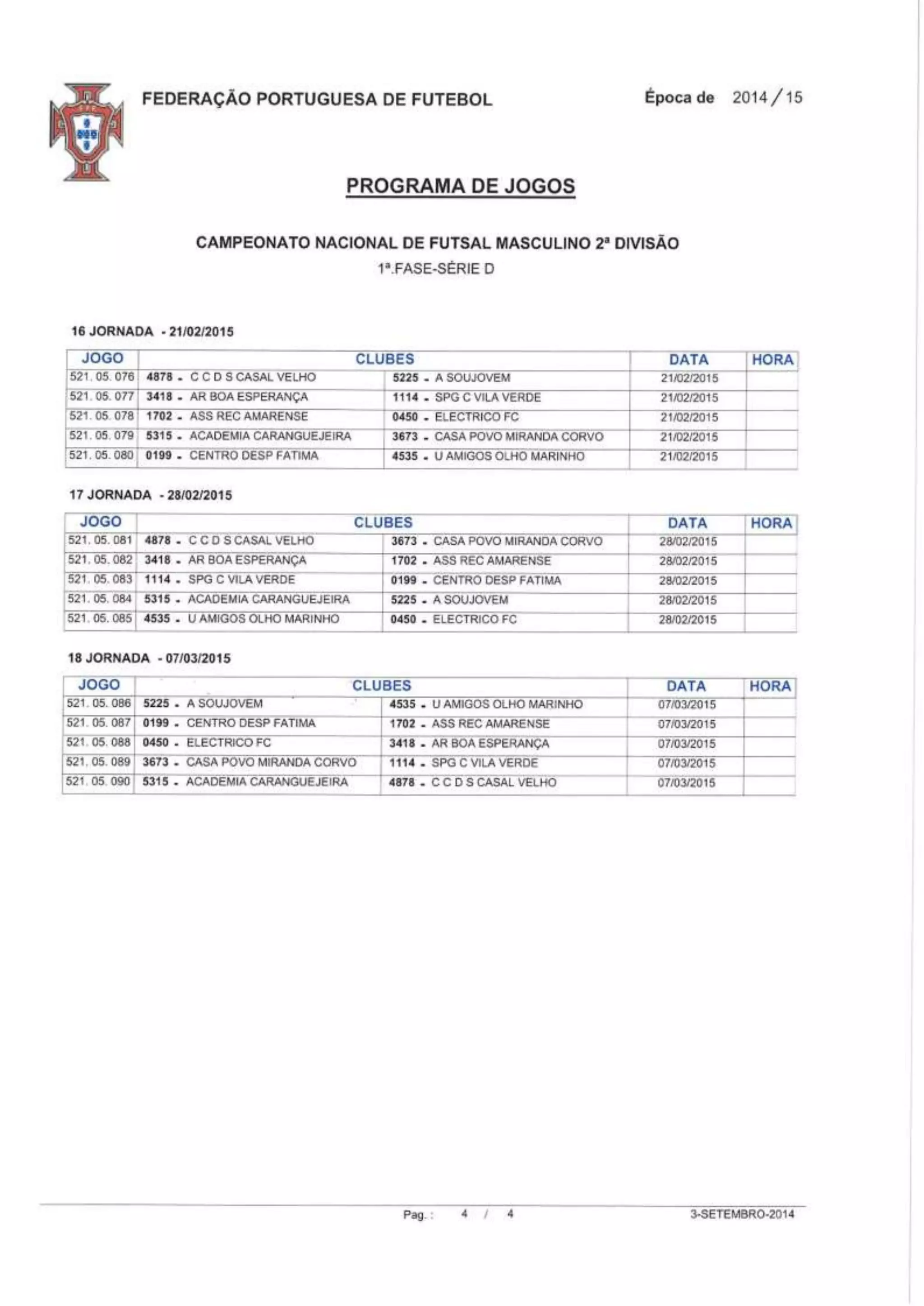 Cn futsal 2 div sorteio