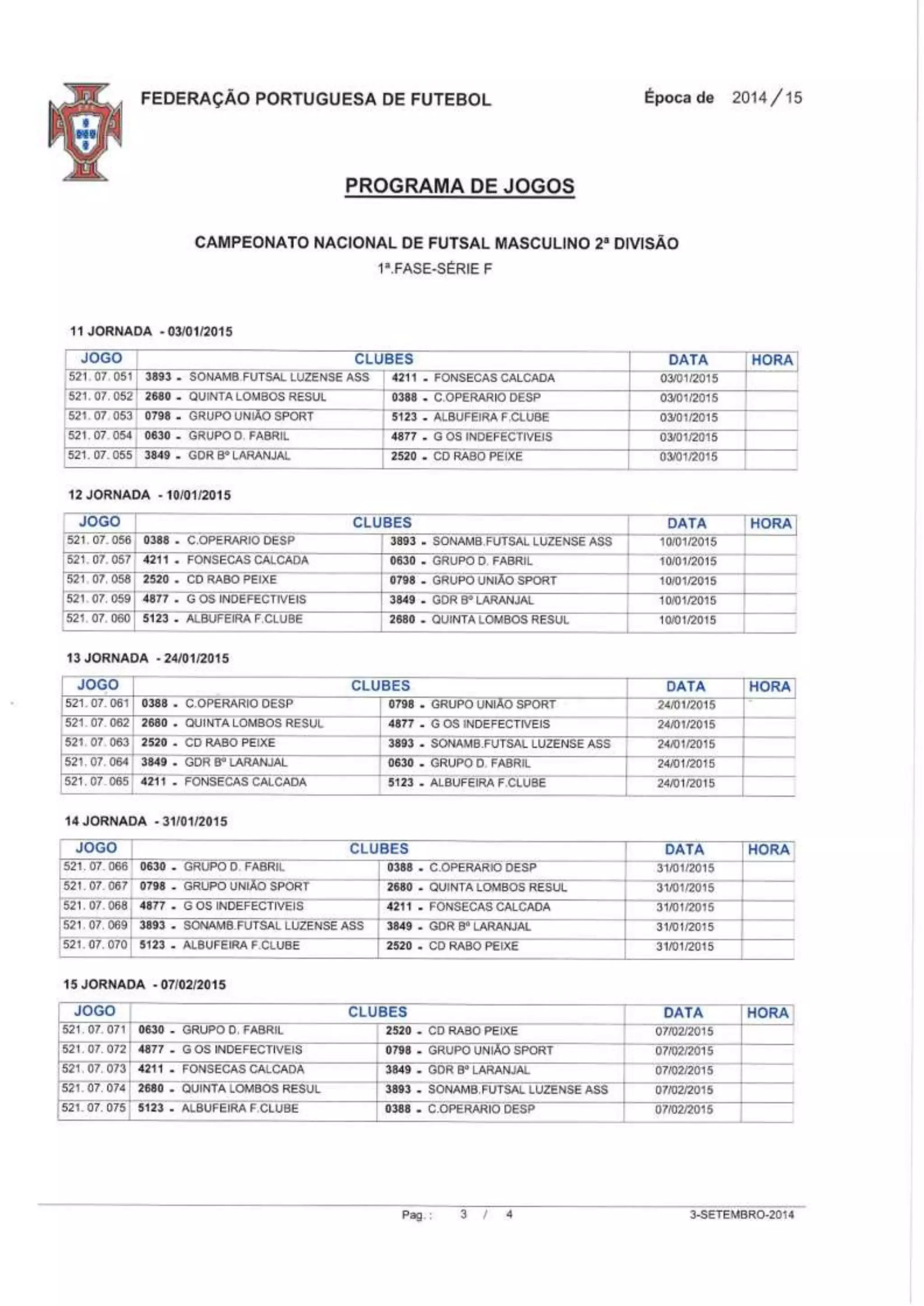 Cn futsal 2 div sorteio