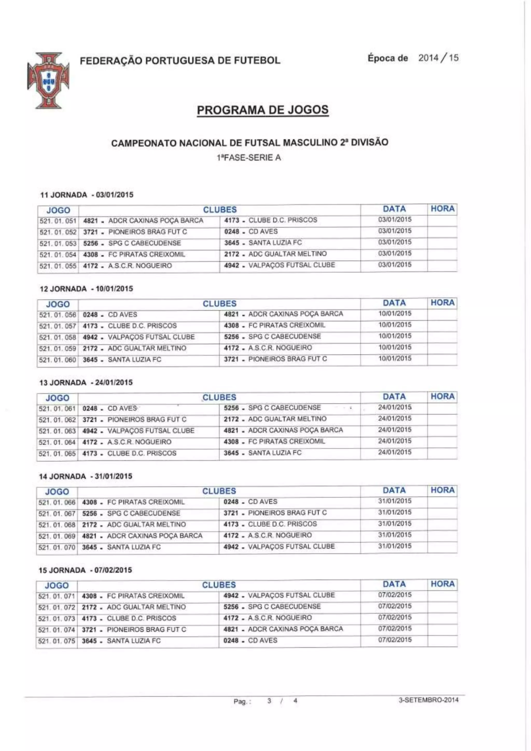 Cn futsal 2 div sorteio