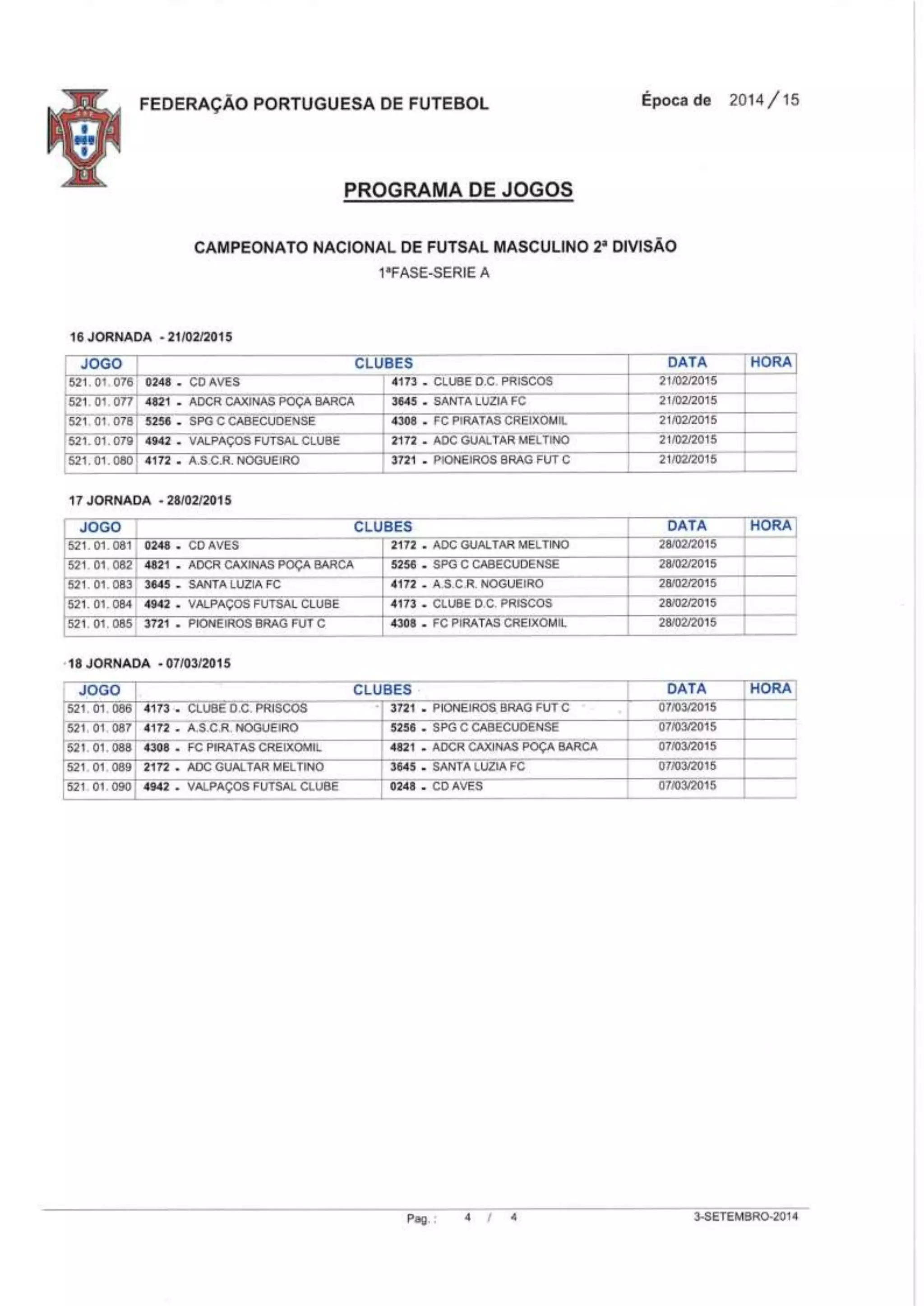 Cn futsal 2 div sorteio
