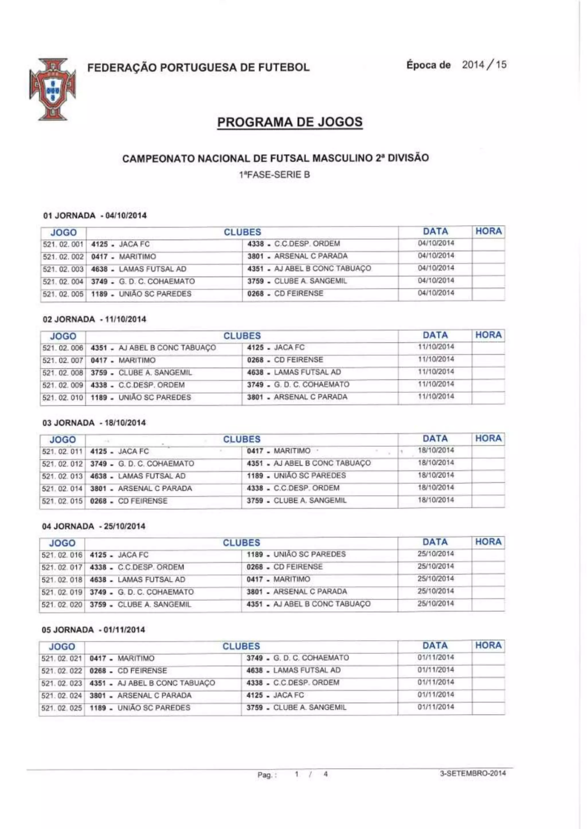 Cn futsal 2 div sorteio