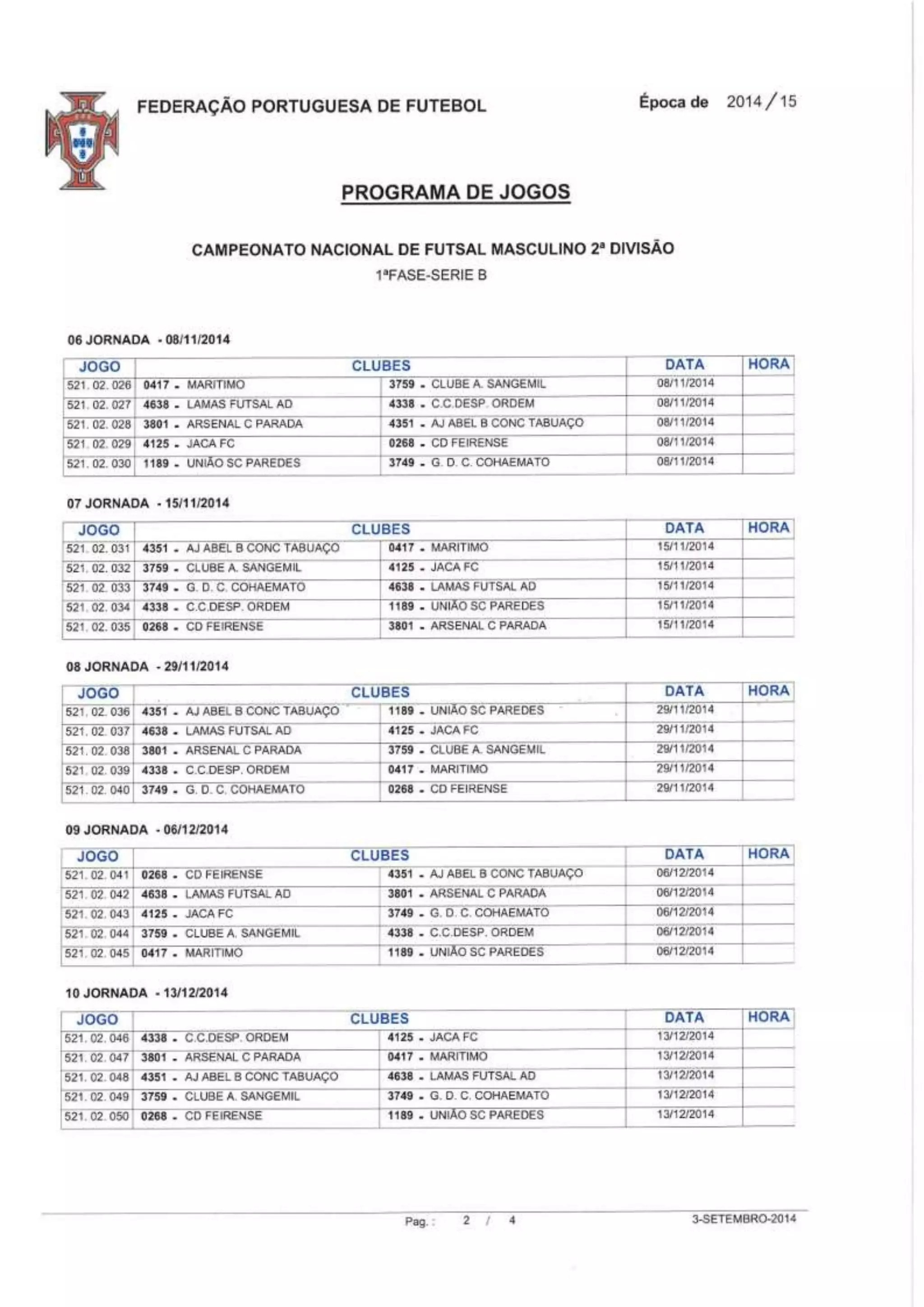 Cn futsal 2 div sorteio