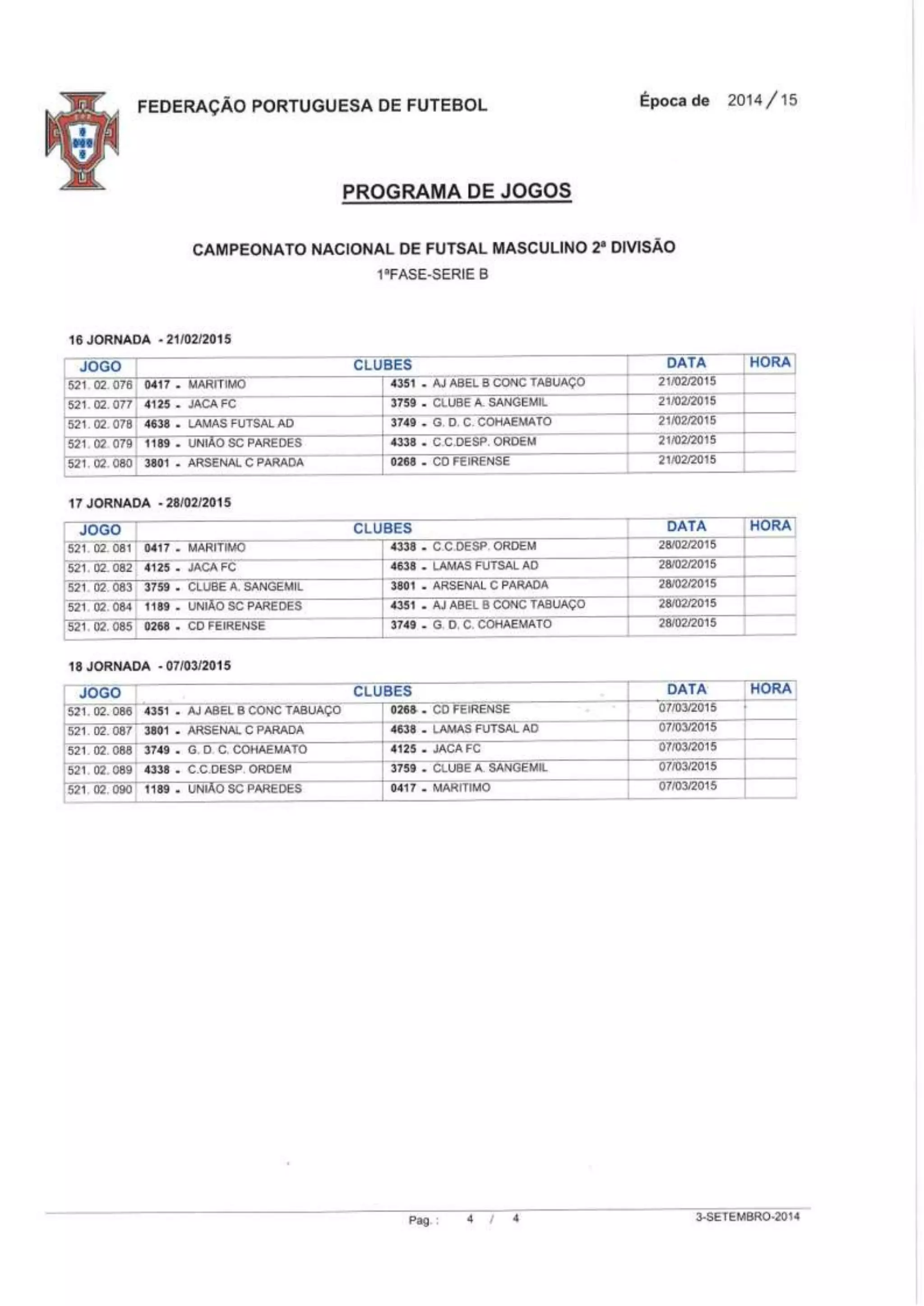 Cn futsal 2 div sorteio