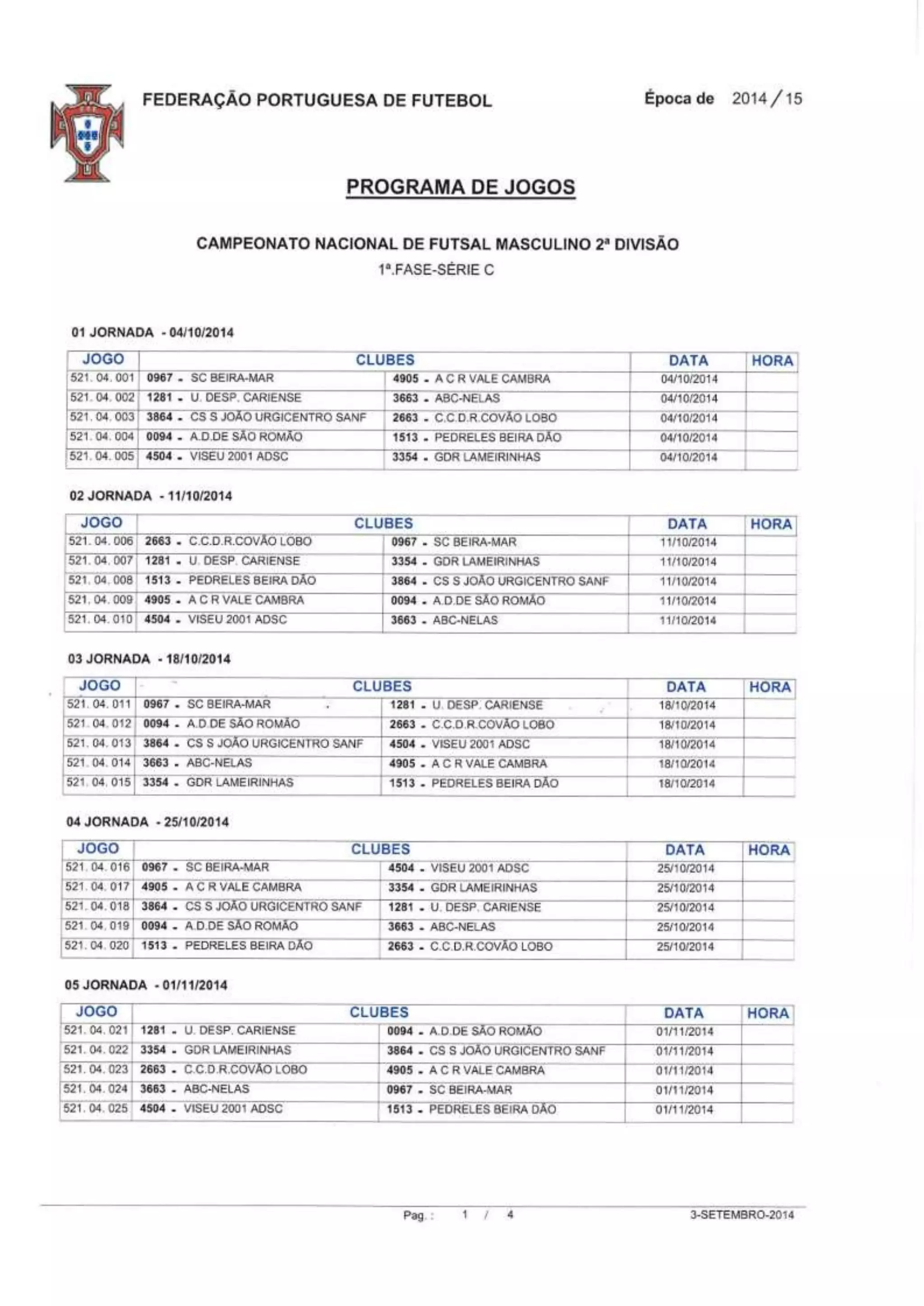 Cn futsal 2 div sorteio