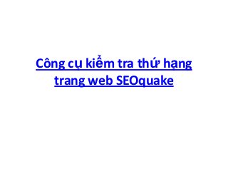 Công cụ kiểm tra thứ hạng
  trang web SEOquake
 