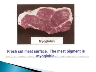 Some deep-sea fish have been found to accumulate
particularly high levels of trimethylamine-N-oxide
(TMAO). TMAO stabilizes most protein structures and
may counteract the effect of pressure on proteins.
Adaptation to high pressure thus seems to be achieved
both by evolution of pressure-resistant proteins and by
adjustments of the intracellular environment.
The energy metabolism and the histology of
the two muscle tissues differ, the anaerobic
white muscle having only few mitochondria and
blood vessels. When blood circulation stops
after death, the primary effect on the white
muscle metabolism is therefore not the seizure
of oxygen supply but the accumulation of waste
products that are no longer removed.
 