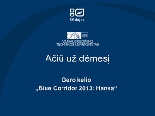 Ačiū už dėmesį
Gero kelio
„Blue Corridor 2013: Hansa“

 