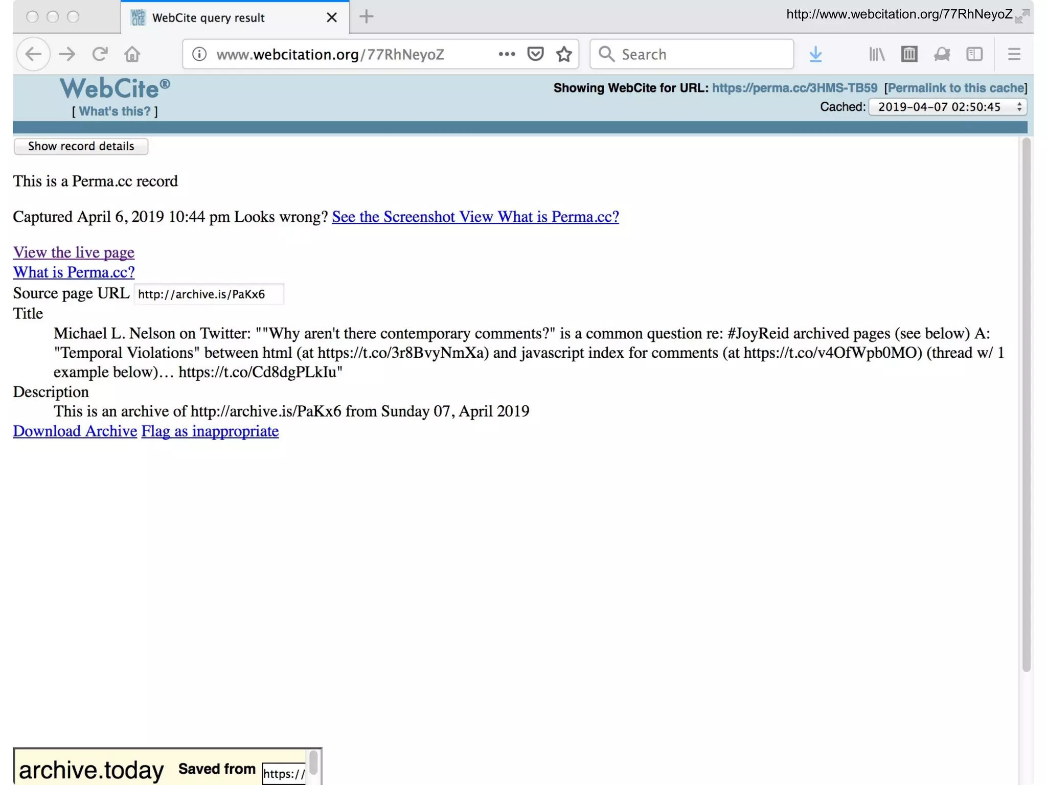 CNI Spring 2019 Membership Meeting, 2019-04-09,
@phonedude_mln, @WebSciDL
http://www.webcitation.org/77RhNeyoZ
 