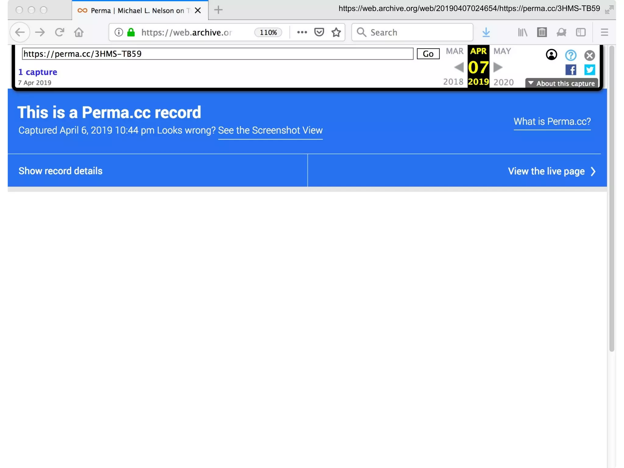 CNI Spring 2019 Membership Meeting, 2019-04-09,
@phonedude_mln, @WebSciDL
https://web.archive.org/web/20190407024654/https://perma.cc/3HMS-TB59
 